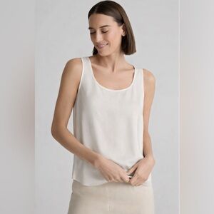 St. John Women XL Silk Tank Top Ivory Camisole Quiet Luxury Office Neutral Basic